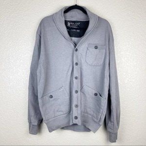 Marc Ecko Cut & Sew Grey Button Up Cardigan Sweater Sz XL
